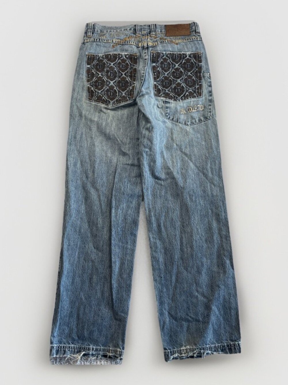 Y2K Davoucci Baggy Hip Hop Skater Embroidered Pockets Sz 32 x 34 Grunge Alt Raw